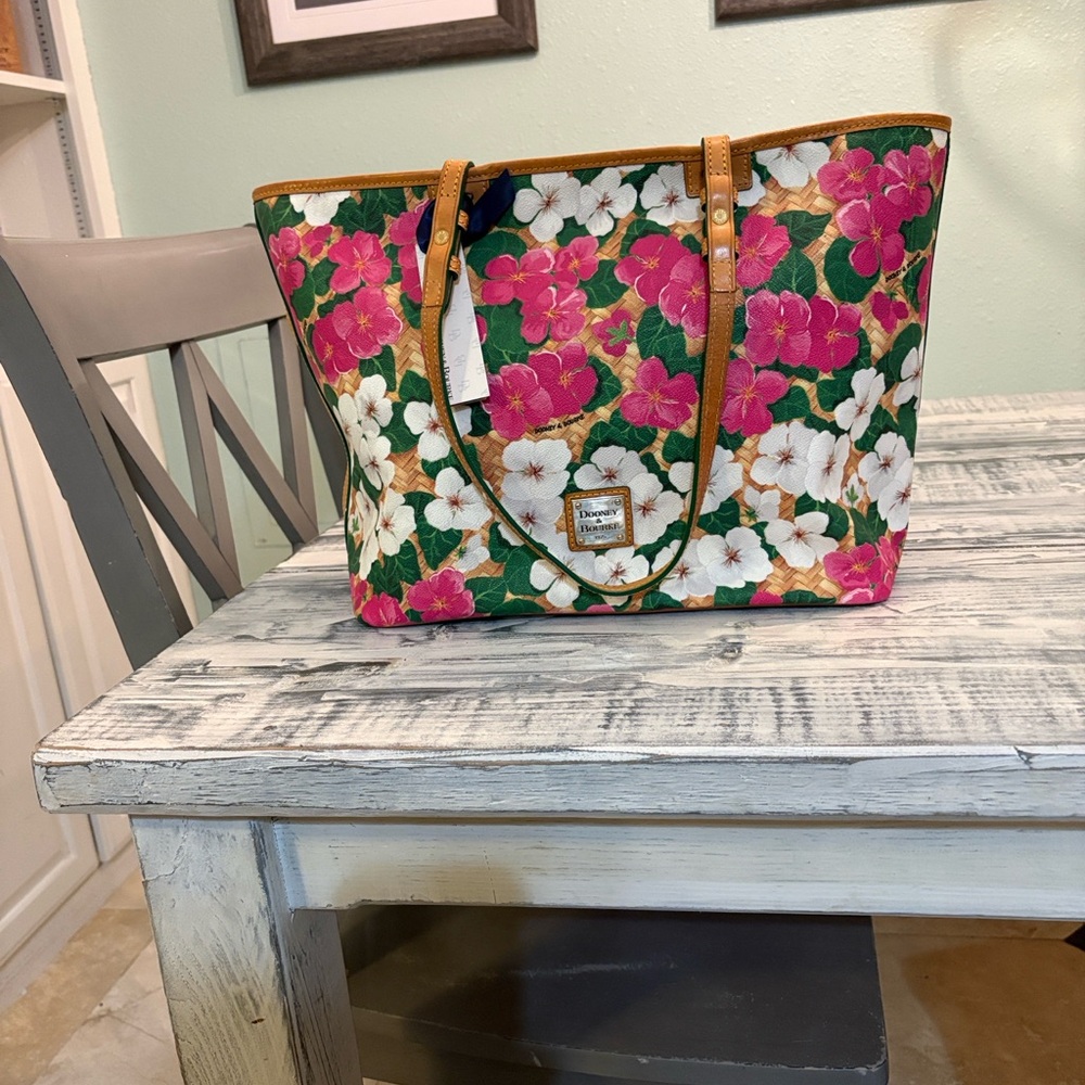 Dooney & Bourke Floral Tote - Pink, Green, and White - Picture 11 of 15